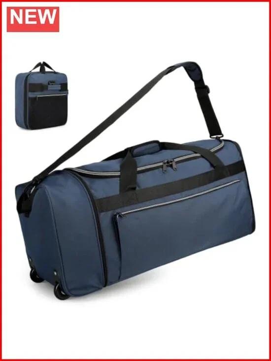 70L Foldable Rolling Duffle Bag with Wheels, Water Resistant Travel Duffel