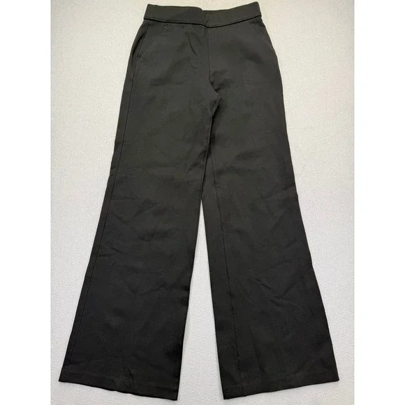 Spanx The Perfect Pant Wide Leg Black High Rise Pull On Trousers Womens Small