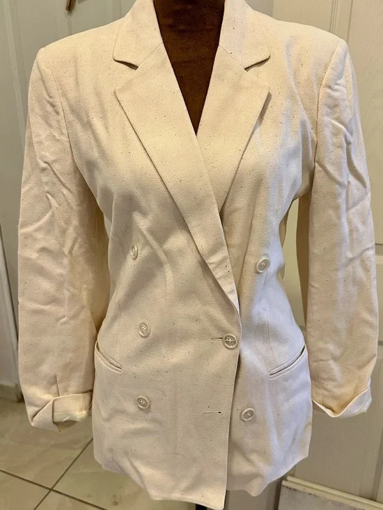 Dior Cream Double-Breasted Tailored Blazer
