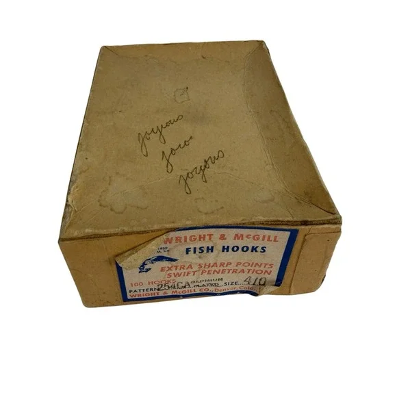 Vtg NOS Wright & McGill Fish‎ Hooks Sz 4/0 Oadium Plated in Box 100 Pieces 254CA