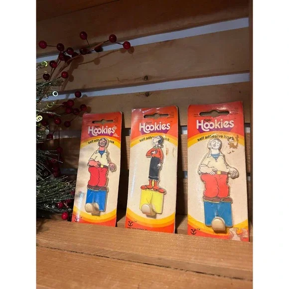 Tiger Hookies Popeye Wall Hooks Unisex OS Multi NEW Vintage 1977 Cartoon Retro