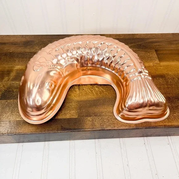 Vintage‎ Pink Copper Metal Fish Mold Wall Decor