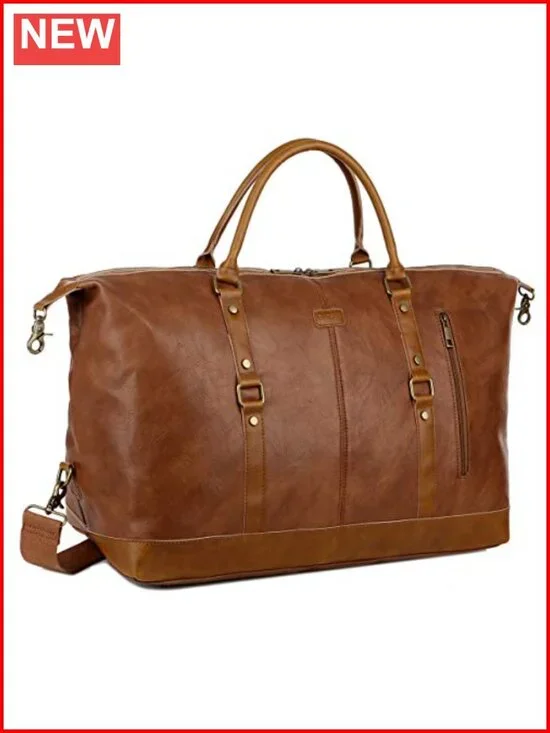 Faux Leather Travel Duffel Tote Bag Overnight Weekender for Men Women