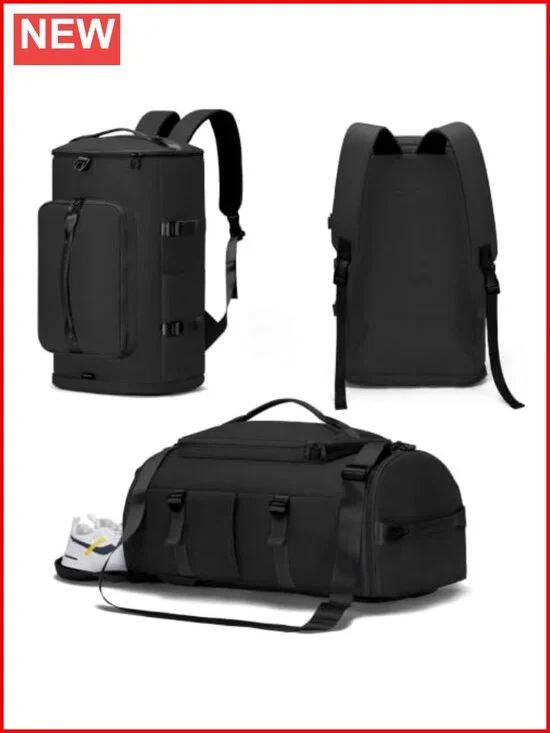Canvas Gym Bag with Shoe Compartment - Duffle, Backpack, Weekender Overnight Bag