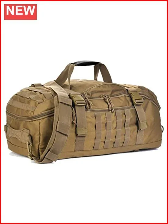 Large Tactical Duffle Bag Backpack - 45L Waterproof Nylon Weekender Gym Bag for