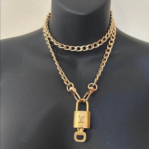 Louis Vuitton  Lock and Key Set Necklace with Unbranded chain