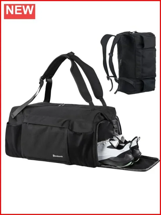 Convertible Gym Bag Backpack with Shoe Compartment and Wet Pocket 40L