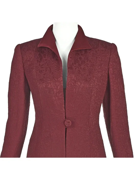 CHRISTIAN DIOR Vintage Burgundy Jacquard Skirt Suit 2P