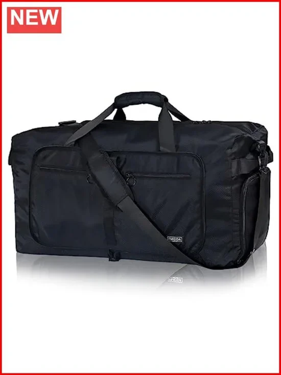 65L Foldable Travel Duffel Bag with Shoe Compartment, Water Repellent