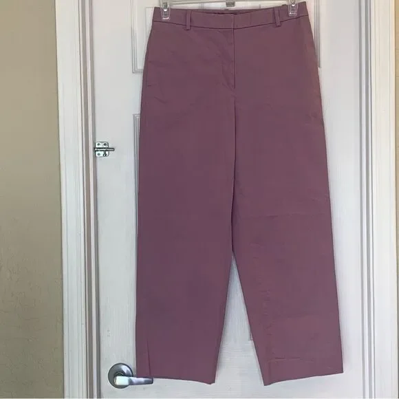 Theory High Waist Straight Lilac Chino Cropped Pants Stretch Cotton Size 6