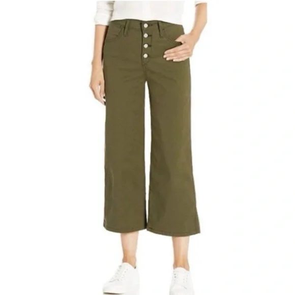 Levi's Mile High Cropped Wide Leg Jeans Olive Green Size‎ 25