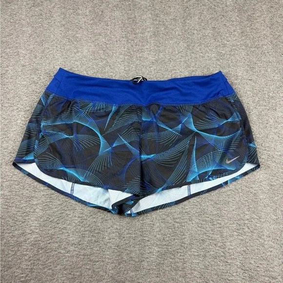 Nike‎ Flex Rival Running Shorts Women's XL Blue Abstract Print Lined Athletic
