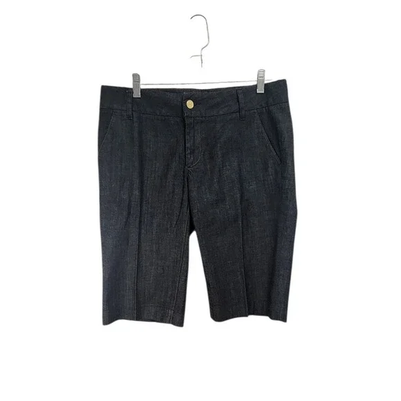Tory Burch Women's Trouser Shorts‎ Dark Wash Denim Gold Button Detail Size 28
