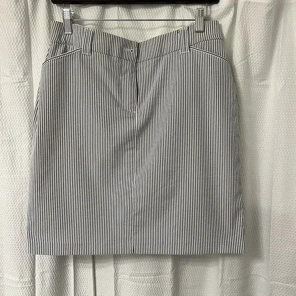 Charter Club Lined Skirt Blue Striped Skirt W Pockets Old Money Country Club EUC