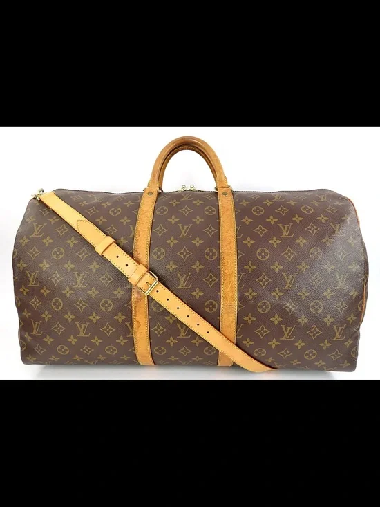 Louis Vuitton Brown Monogram Duffel with Tan Leather Strap