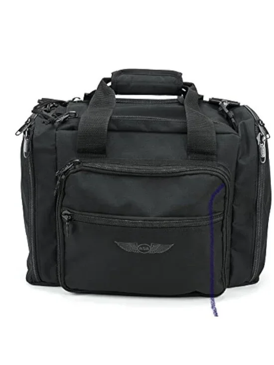 ASA AirClassics Flight Bag - ASA-BAG-FLT Black Pilot Duffle Bag Pockets Organize