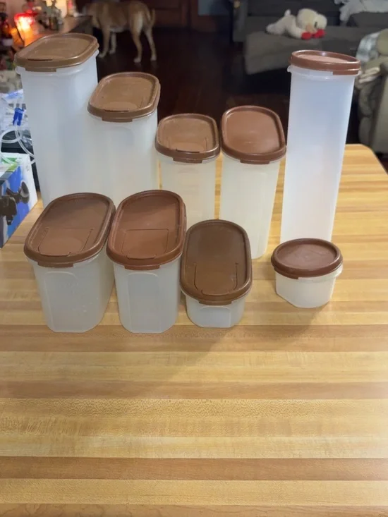 Brown Vintage Tupperware storage container set