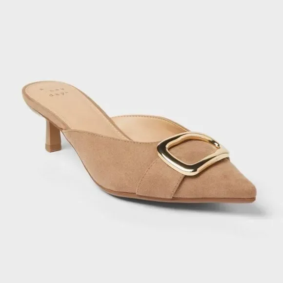 Open Box - A New Day - Women’s Larissa Pointed Toe Mule Heels – A New Day Beige