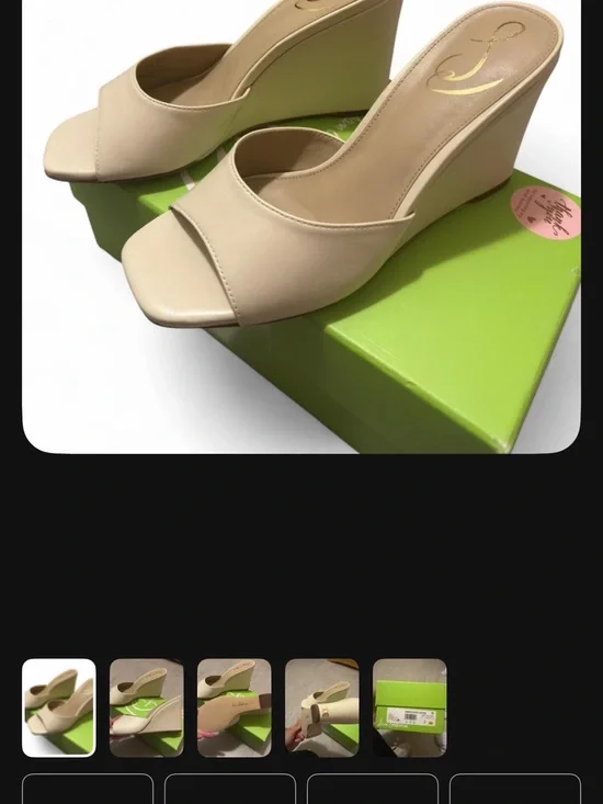 Sam Edelman Nude/Beige Wedge Slide Sandals