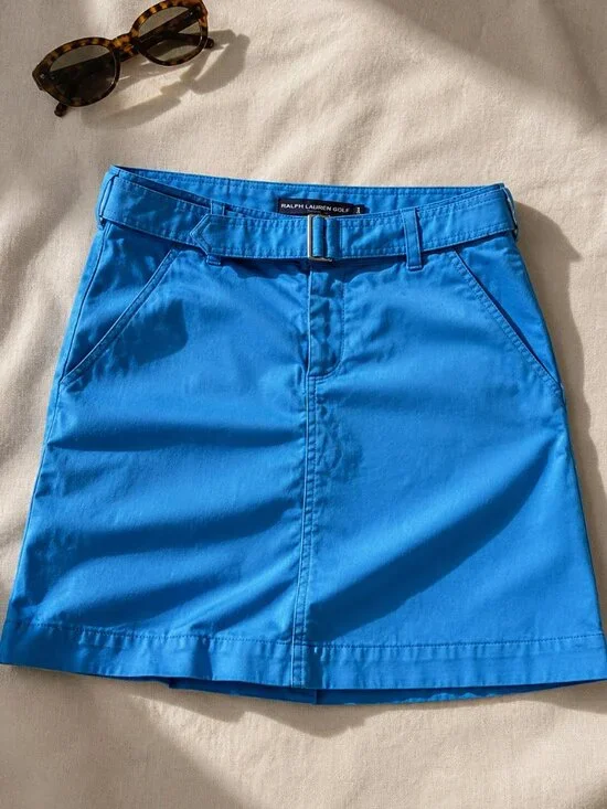 Lauren Ralph Lauren Blue Cotton Stretch Tailored Skort Preppy Country Club 6