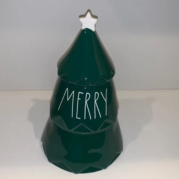 Rae Dunn Ceramic Christmas Tree Cookie‎ Jar Canister