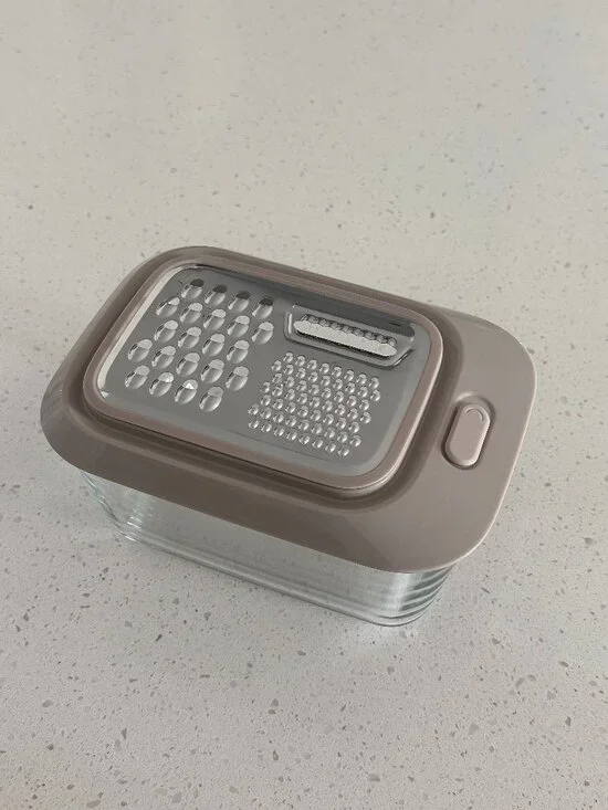 Glass Food Storage Container with Built-In Grater Lid