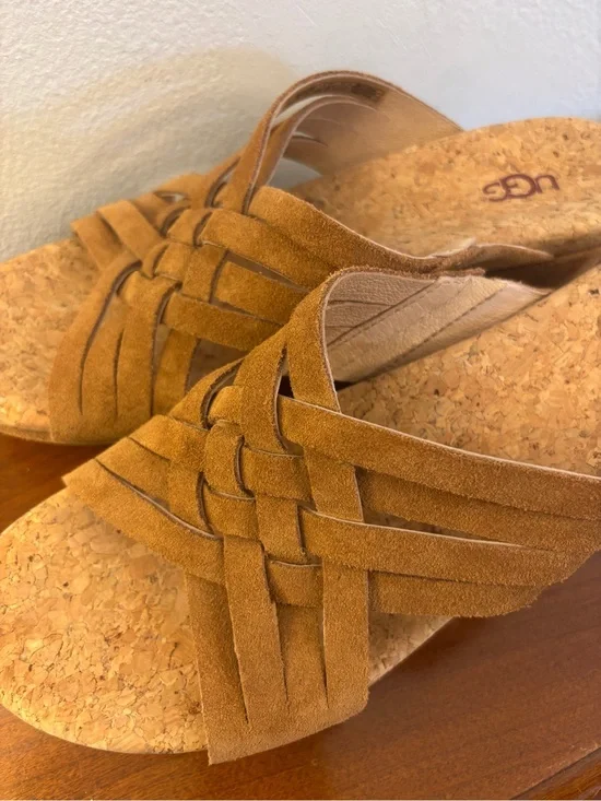 UGG Lilah Weave Strappy Wedge Slide Sandals
