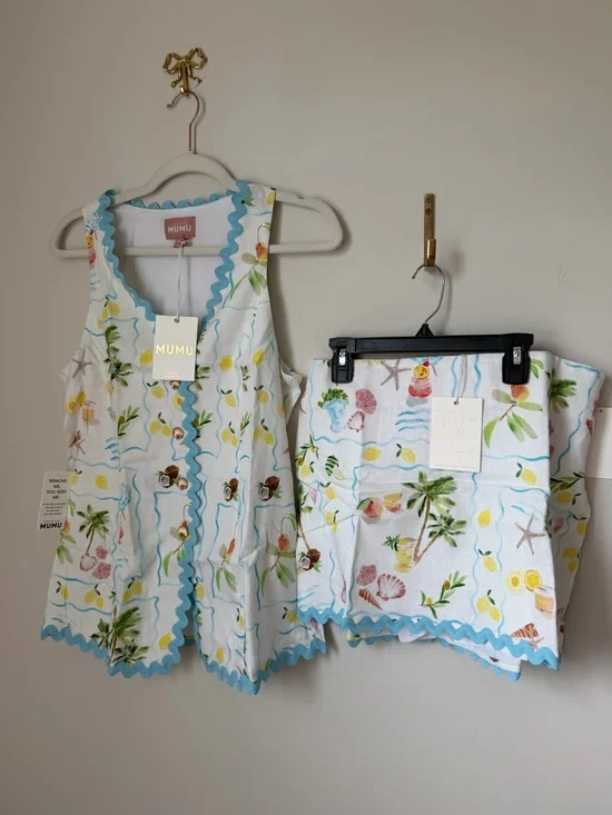 Show Me Your Mumu white Tropical print vest top and skirt Two Piece Set