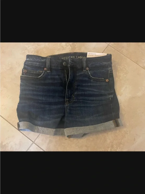 American Eagle Outfitters Dark Indigo Rolled Hem Jean Shorts (NWT)