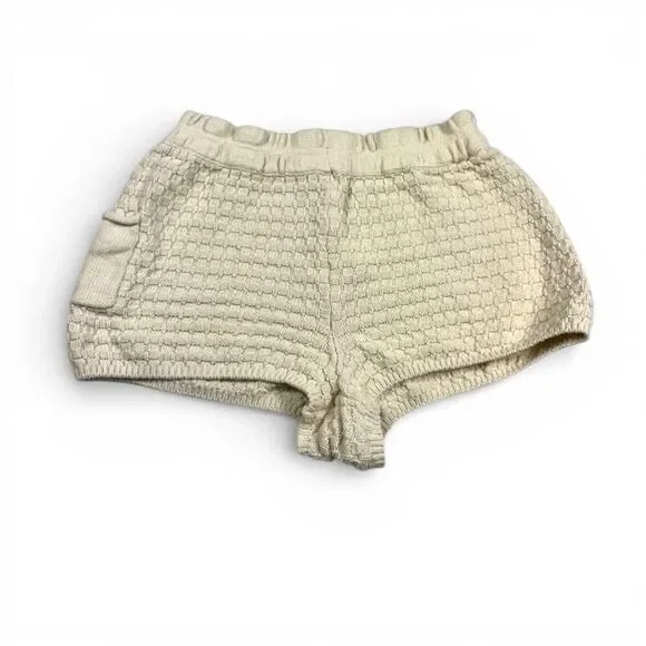 Free People Beach Jacquard Knit Shorts Beige Textured Knit Casual Cozy Comfort S