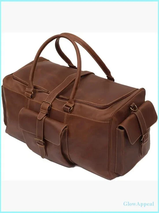 Premium Leather Duffle Bag for Travel - 21 Inches with Adjustable Strap