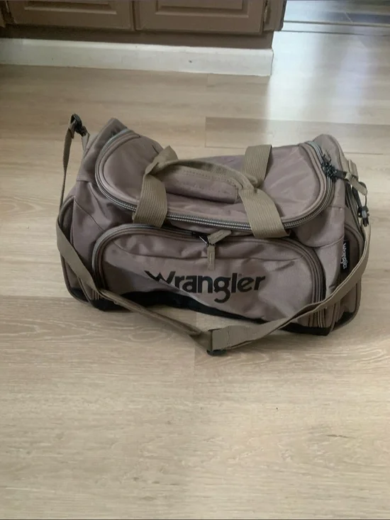 Wrangler Taupe Duffel Bag with Black Accents
