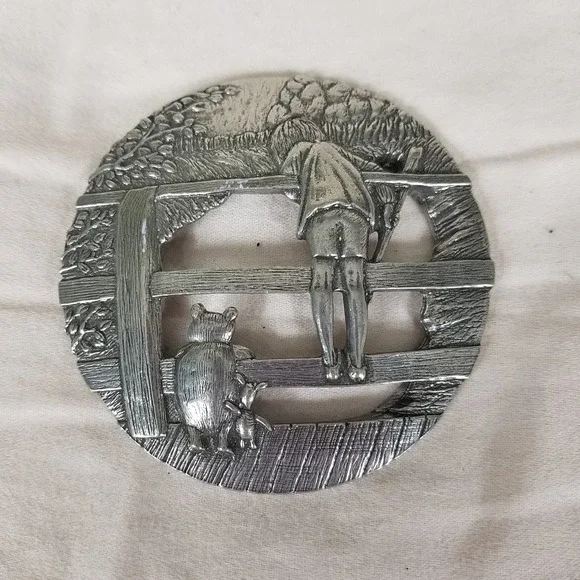 Danforth Pewter Winnie the Pooh Jar TopperVintage Silver Excellent Disney Lid