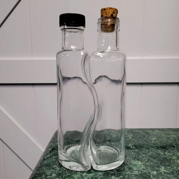 Vinegar and Oil Clear Bottles That Fit Each Other