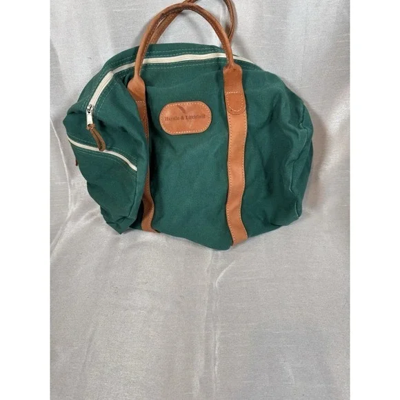 Haynie & Litchfield Canvas Leather Trim Duffel Travel‎ Bag Green
