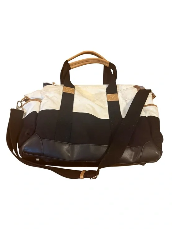 Pottery barn kids Canvas & Leather diaper bag - Black and Cream