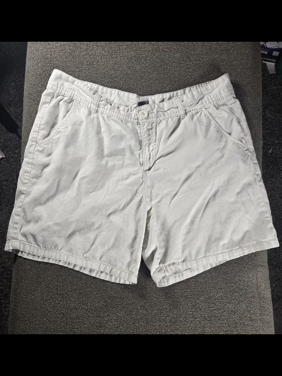 Faded Glory Light Cream Cotton Shorts with Button Waist