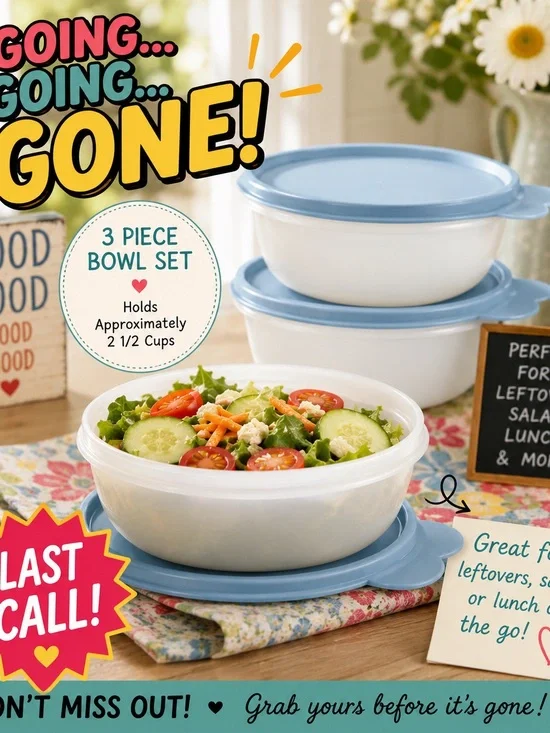 Last One New Tupperware 3 piece Bowl Set