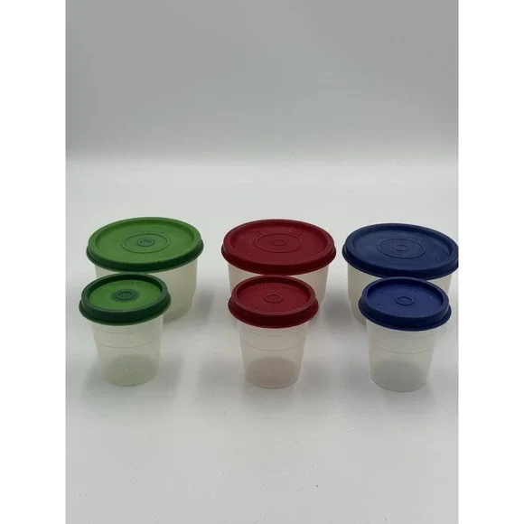 Set Of 6 Tupperware Containers - 3 Condiment & 3 Snack