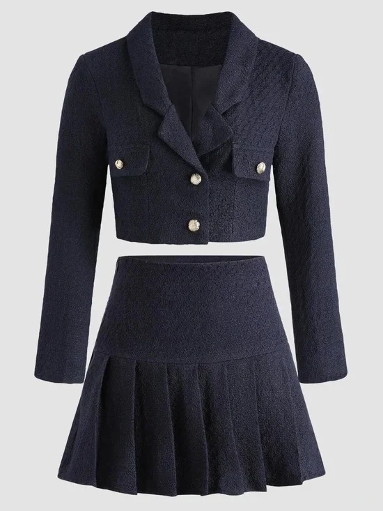 Cider Navy Tweed Skirt Set - Elegant Women's Two-Piece -NWOT never worn