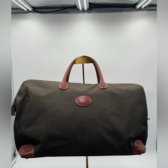 Longchamp Heavy-Weave Canvas & Leather Travel Bag – Weekender Carry-On