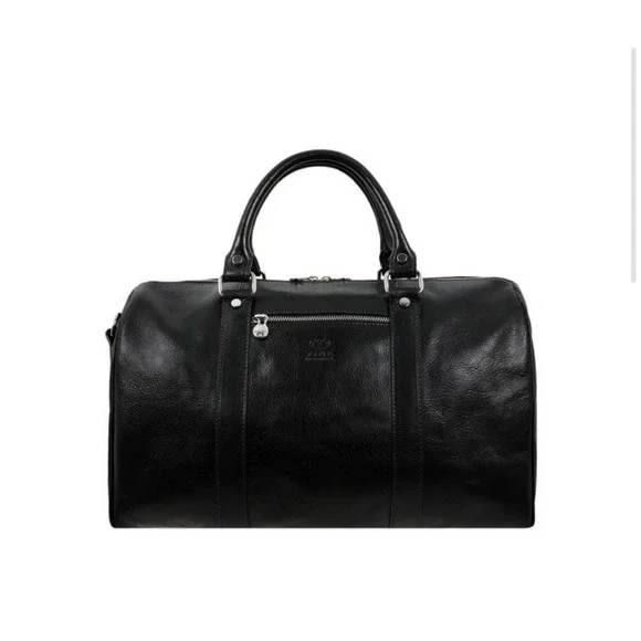 Time Resistance The Ambassadors Small Leather Overnight Bag Duffel Black NWT
