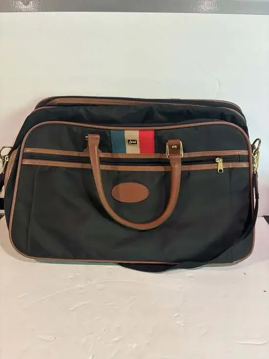 Vintage Samsonite Lark Duffel Bag Carry On Travel Black Brown 1991 APO 20”x12x9”