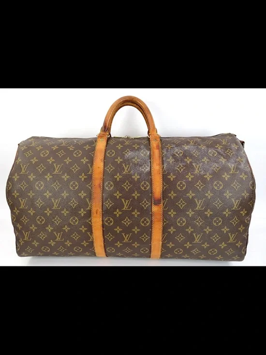 Louis Vuitton Monogram Canvas Keepall Duffel with Tan Leather Trim