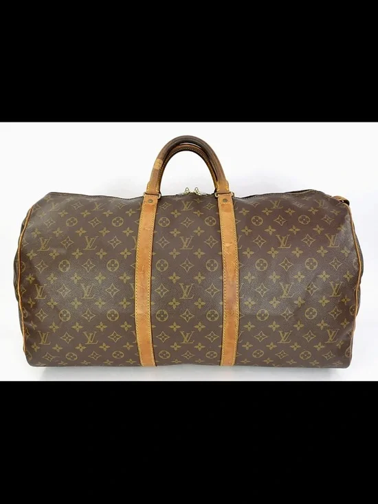 Louis Vuitton Brown Monogram Duffel with Tan Leather Trim