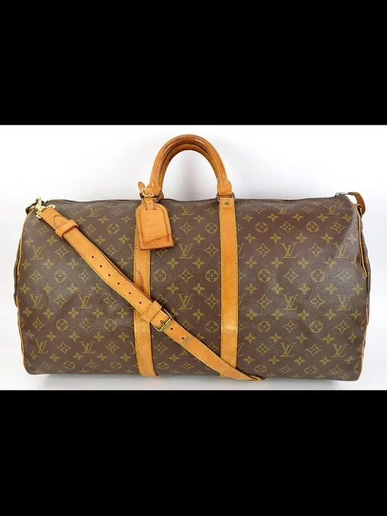 Louis Vuitton Brown Monogram Duffel with Tan Leather Trim