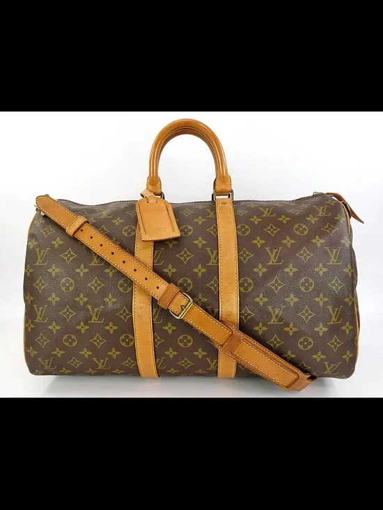 Louis Vuitton Monogram Canvas Duffel with Tan Leather Trim