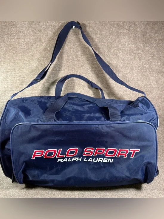 90’s Polo Sport Ralph Lauren Bag Duffle Gym Weekender Flag Logo Shoulder Strap