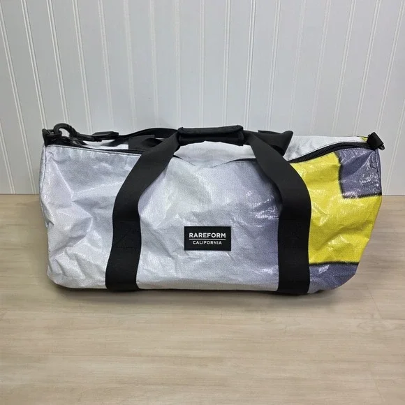 RAREFORM CALIFORNIA Duffle Bag Repurpose Large White Yellow Gray 23‎ x 14