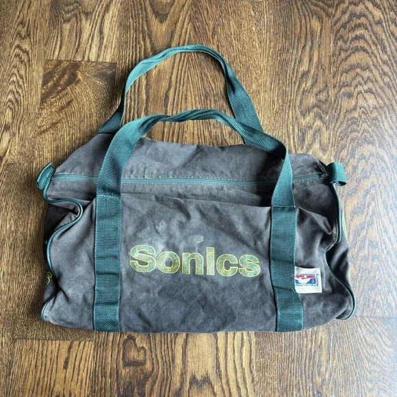 Vintage 80s Seattle SuperSonics Canvas Duffle Bag NBA BasketBall Gym ABC RARE